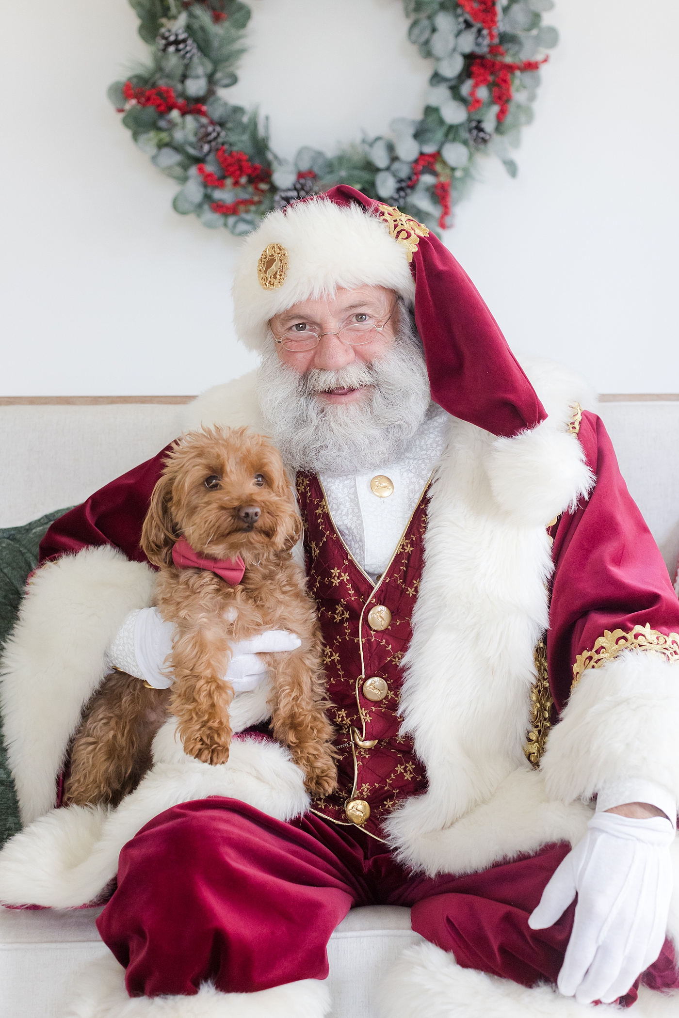 northern-virginia-photographer-mini-session Santa sitting with a puppy | Image by Emily Gerald Photography